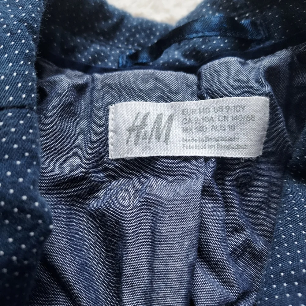 Boys H&M Blue Polka Dot Jacket Youth 9-10 Party Wedding Formal Church